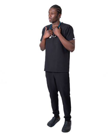 Classic Men's 3-Pocket Active Round Neck Onyx (Black) Top