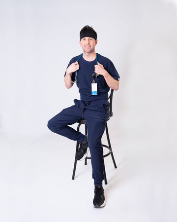 Classic Men's 3-Pocket Active Round Neck Navy( Blue) Top